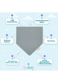 Resim Novibaby Müslin Bebek Fular Önlük - Petrol - Mama Önlüğü Salya Bezi Ağız Mendili Bandana 30x30cm Petrol Mavisi 
