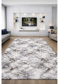 Resim Sarar 6m² Lastiksiz Halı Örtüsü Çizgili Desen Gri 