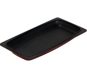 Resim Lava Döküm Dikdörtgen Servis Tabağı Ölçü 30x15cm. Bordo 