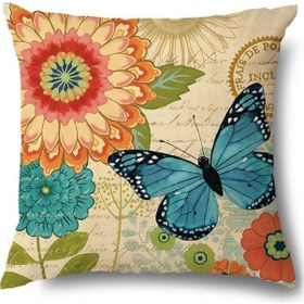 Resim Geeroyoo Amerikan Geleneksel Desenli Kuş-butterfly Baskılı Yastık Kılıfı, Ev Dekorasyonu, Konfor Katıyor, 45x45 Cm, Yastık Yok 15007-1 