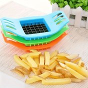Resim 1 adet Paslanmaz Çelik Çok Fonksiyonlu Patates ve Sebze Dilimleyici - Patates Kızartma Kesici, Çip ve Salatalar için, Kolay Temizlenebilir Tasarım, Mavi ve Yeşil Tutacaklar, Taşınabilir Mutfak Dilimleme Aracı | Paslanmaz Çelik Bıçaklar, Sebze Dilimleyici | Modern Mutfak Aracı | Dayanıklı Mutfak Eşyaları 