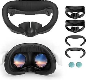 Resim 2 Set Facial Interface & Face Cover Pad for Oculus Quest 3 Accessories,Adjustable Facial Frame,Cool Ice Silk Face Cushion,Sweatproof PU Leather Face Foam Pad Replacement for VR Meta Quest 3 
