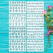 Resim 8 adet Eski İngilizce Harf Şablonu, A5 Kaligrafi Alfabe Şablonları, Gotik Font Çizim Şablonları Plastik, Duvar Ahşap Scrapbook Günlük Tuval Ev Dekorasyon Kendin Yap Sanat El Sanatları İçin Sayı Boyama Şablonları 
