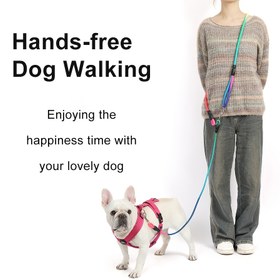 Resim Yansıtıcı Poliamit Köpek Tasma, Ayarlanabilir Göğüs Askısı, El Değmeden Yürüyüş ve Koşu, Şok Emme, Küçük ve Büyük Köpekler için 121.92 cm Altında 