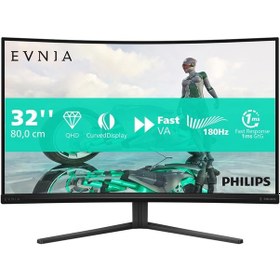 Resim Philips Uyumlu Evnia 31.5" 32m2c3500l 180hz 0.5ms 2k Qhd Kavisli Gaming Monitör 