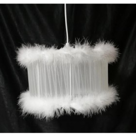 Resim Teknotrust Beyaz Kırmızı Pembe Siyah Kız Erkek Çocuk Odası Tüylü Avize Yatak Odası Avizesi Çap 30 cm 