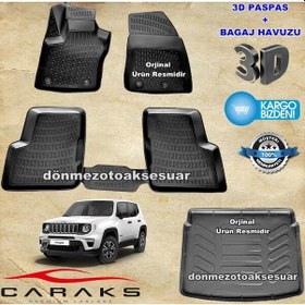 Resim Jeep Renegade 3D Paspas+Bagaj Havuzu Siyah 2015-2020 Arası Caraks 