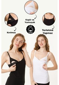 Resim Parlingerie Hamile Kaplı Emzirme Atletli 2li Set Siyah-beyaz Siyah - Beyaz 