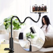 Resim Evrensel 360° Dönebilen Telefon Tutucu Standı, Esnek Boynuz, Plastik Malzeme, Çift Klemens ve Spiral Taban ile, Yatak Başında ve Masa Kullanımı için, Akıllı Telefonlar ve Tabletler ile Uyumlu 