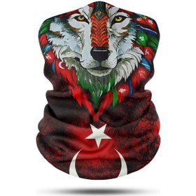 Resim Motorcu Bandana Maske Outdoor Boyunluk Unisex Bayrak-bozkurt 