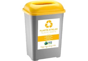 Resim PremiumPort Büyük Boy 50 Lt Plastik Geri Dönüşüm Atık Kutusu, 4 Adet Set 