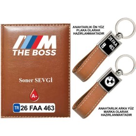 Resim Plakanıza Özel Bmw The Boss Logolu Taba Ruhsat Kabı Ve Anahtarlık 