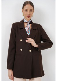 Resim Bigdart Kadın Kruvaze Yaka Blazer Ceket 0722 - Kahverengi 