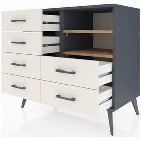 Resim Hyperion Şifonyer 2 Raflı 6 Çekmeceli 88x44x80 Antrasit-çam/aytaşı Çam/aytaşı 
