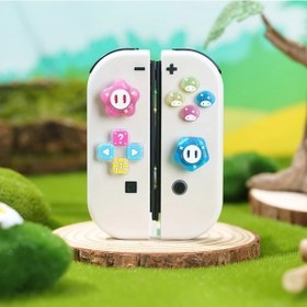 Resim Topnotch Nintendo Switch Oled/ns Joy-con Joystick Kapakları 7li Set Kalp Yıldız Kaymaz Gripler 