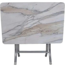 Resim Tubix Krem Mermer Desenli Katlanır Balkon Masası - 60X90 cm 