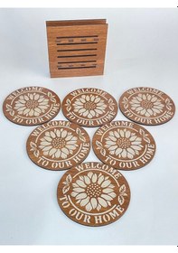 Resim Dekoratif Bardak Altlığı 6 Adet Ahşap 