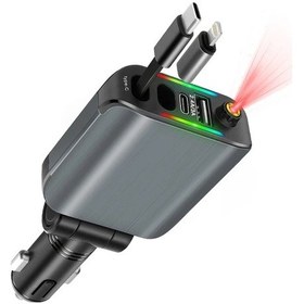 Resim Lumaworld 4'ü 1 Arada 60w Araç Şarj Cihazı 66w Usb Port Type C A 31.5 İnç Teleskopik Kablolu 