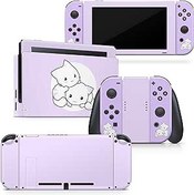 Resim Tacky design kawaii Anime skin Compatible with Nintendo switch, Pastel Pink cats Vinyl 3m sticker Full wrap cover 