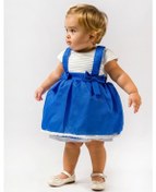 Resim Kız Bebek Mavi Etekli Fiyonk Detaylı Kabarık Elbise Karışık 