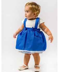 Resim Kız Bebek Mavi Etekli Fiyonk Detaylı Kabarık Elbise Karışık 