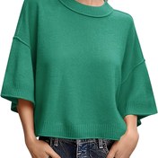 Resim Kadınlar İçin Yazlık Yedi Sekiz Kollu Kazak, Yuvarlak Yaka Hafif Üst 