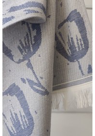 Resim %100 Pamuk Saçaklı Jakarlı Lale Desenli Peştemal Ve Peşkir Takımı-indigo Indıgo Indigo 