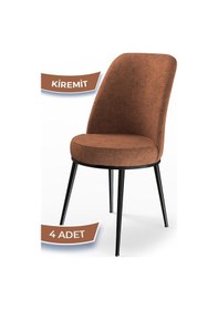 Resim Canisa Dexa Serisi, Üst Kalite Mutfak Sandalyesi,4 Adet Sandalye, Kiremit Sandalye, Metal Siyah Iskeletli Sandalye Kiremit Ayaklar Siyah 