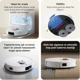 Resim Xiaomi Robot Vacuum X20 Pro 7.000 Pa Emiş Gücü Otomatik Paspas Yıkama Halı Tanıma Robot Süpürge 