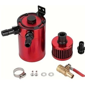 Resim Xuweiwei Evrensel 2 Baglantili Yag Tutucu Kompakt Baffleli Motor Yagi Depolama Tanki Kirmizi Havalandirma Filtresi Ve Tahliye Valfi 