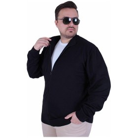 Resim Moc Grande Mocgrande Erkek Büyük Beden Fermuarlı Hırka 23754 Sıyah Siyah 