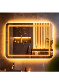 Resim Quadra Amber Led'li Kumlamalı Lavabo & Banyo Aynası Dokunmatik Sensörlü 70 X 45 Turuncu 
