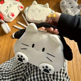 Resim Masa Organizatör Kedi Kalem Çantası Kalemlik Hayvan Fermuarlı Büyük Kapasiteli Peluş Kalem Kutusu Çizgi Film Şeffaf Kedi Makyaj Çantası Okul Malzemeleri 