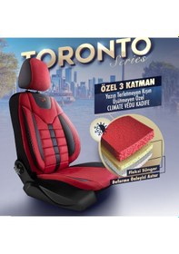 Resim Panda Toronto Serisi Süet Kumaş Oto Koltuk Kılıfı - Kırmızı / Siyah 