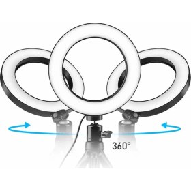 Resim Saywin Masaüstü Youtuber 360° LED Mini Tripod Makyaj Selfie Işığı 6" Halka 