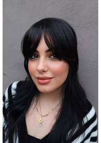 Resim Caş Dekorasyon Siyah Renk Uzun Kenarlı Taçlı Takma Kahkül 