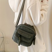 Resim Kadınlar için Vintage Harajuku-Inspired Korduroy Crossbody Çantası - Ayarlanabilir Askı, Fermuar Kapanışı, Hafif ve Katlanabilir, Polyester Astarlı, Elde Yıkanabilir - Şık Siyah, Bej, Kahverengi, Yeşil - Günlük Gezintiler ve Tatil Hediyeleri için Mükemmel 