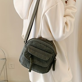 Resim Kadınlar için Vintage Harajuku-Inspired Korduroy Crossbody Çantası - Ayarlanabilir Askı, Fermuar Kapanışı, Hafif ve Katlanabilir, Polyester Astarlı, Elde Yıkanabilir - Şık Siyah, Bej, Kahverengi, Yeşil - Günlük Gezintiler ve Tatil Hediyeleri için Mükemmel 