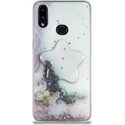 Resim CaseArt Samsung Galaxy A10s Kapak Mermer Desenli Pop Socketli Silikon Kılıf - Beyaz 