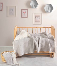 Resim Mylasa Home Müslin Bebek Yorganı 100x150cm Gri 