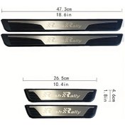 Resim Honeybeeshop Rush Rally Harf Plastik Taban Gümüş 4 Parça Set Kapı Eşiği Koruma Çizilmeye Dayanıklı 