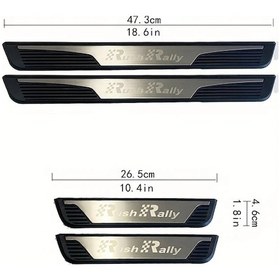 Resim Honeybeeshop Rush Rally Harf Plastik Taban Gümüş 4 Parça Set Kapı Eşiği Koruma Çizilmeye Dayanıklı 