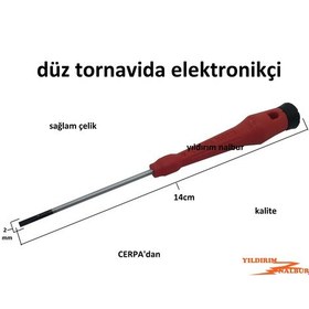 Resim Tornavida Düz 2 MM Elektronikçi Tornavida İnce Uçlu Çelik 