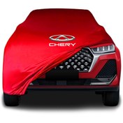 Resim ULTRASHOP Chery Tiggo7 (2023 - ) Kırmızı Kumaş Araba Branda Logolu Kumaş Araba Brandası Penye Oto Branda 
