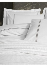 Resim Classic Çeyizlik Çift Kişilik Pikeli Nevresim Takımı Mehveş Beyaz Beyaz 