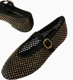 Resim Mayfair Bale Ayakkabısı, Kurt Geiger Süet Kristal Detaylı Zarif Ayakkabı - Kahverengi / 35 