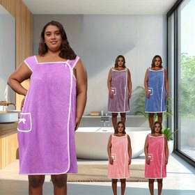 Resim 1 adet Büyük Boy Giyilebilir Etek - Süper Yumuşak Hızlı Kuruyan ve Emici Cebi, Kurdele Kenarı, Kadınlar için Canlı Renkler, Spa, Sauna, Ev ve Otel Kullanımı, Spa Kıyafeti, Şık Bornoz, Hızlı Kuruyan Kumaş 