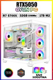 Resim DMC N333 (PUBG,GTA 5) Ryzen 7 5700X 32GB 1TB M.2 RTX5050 Sıvı Soğutmalı Oyuncu Masaüstü Bilgisayar 