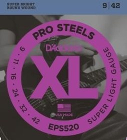 Resim D'Addario EPS520 XL ProSteels Elektro Gitar Tel Seti - 09-42 Super Light (Profesyonel) | Paslanmaz Çelik ile Keskin ve Crunchy Tonlar, Esnek Çalım ve Paslanmaya Karşı Dayanıklılık 