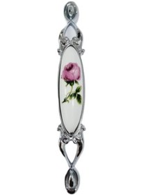 Resim Miray 96 Mm Metal Krom Kasa Beyaz Gül Desenli / 5 Adet Gümüş 